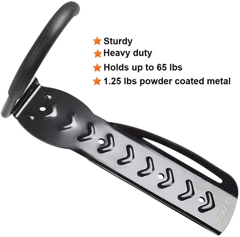 Dirza Bike Rack Garage Wall Mount Bike Hanger Storage System Vertical Bike Hook for Indoor Shed - Easily Hang/Detach - Heavy Duty Holds up to 65 lb with Screws Black - Image 2